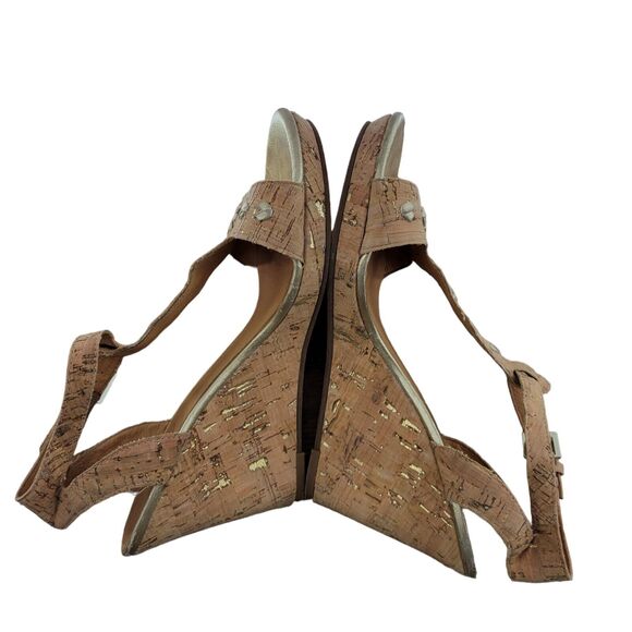 Jack Rogers Willa Tan Wedge Heel Sandals Womens 8.5 M Cork T-Strap Ankle Strap - Picture 6 of 9